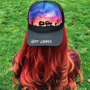 Custom painted trucker hat black